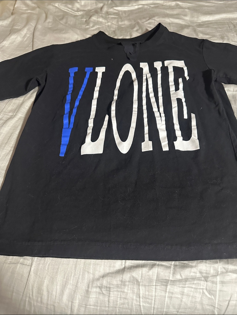 VLONE Kids Black Tee with Blue and White Logo new no tags